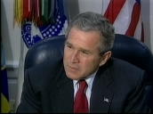 Bush speech condemning \%27barbaric behaviour\%27 of terrorists following 9/11 terrorist attacks on America&sbquo;  Washington D.C.; 11 September 2001