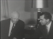 Outgoing US President Dwight D Eisenhower and Vice President Richard Nixon pose for photographers during candidate Nixon\%27s election campaign&sbquo;  Chicago; 1960