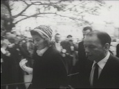 An array of stars including Edward G Robinson&sbquo;  Jimmy Durante&sbquo; John Wayne&sbquo; Marlene Dietrich&sbquo; Frank Sinatra and Walter Pidgeon attend funeral of Hollywood star Gary Cooper&sbquo; California; 1961
