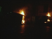 Upturned cars in flames after student riots&sbquo;  Paris; May 68