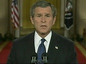 President George W Bush issues ultimatum to Saddam Hussein in TV address&sbquo;  Washington DC; Mar 03