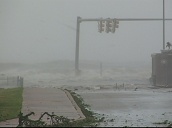 Storm surge and debris coming up Highway 90 during Hurricane Katrina&sbquo;  Mississippi; Aug 05