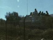 Phalangists in armoured vehicle patrolling border&sbquo;  Lebanon; November 1976