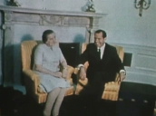 President Richard Nixon and Israeli Prime Minister Golda Meir sit together at White House; September 1969