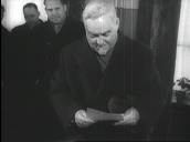 Nikolai Bulganin registers to vote at Communist Party function&sbquo;  USSR; 1950\%27s