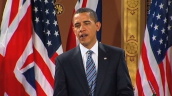 President Barack Obama comments on America\%27s position within Global economic crisis at press conference ahead of G20 Summit&sbquo;  London; 1 April 2009