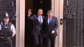 President Barack Obama and Prime Minister Gordon Brown exit 10 Downing street and head for G20 Summit talks&sbquo;  London&sbquo; 1 April 2009