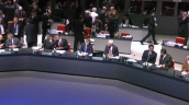 Prime Minister Gordon Brown sitting in between President Barack Obama and Chancellor Alistair Darling opens G20 summit&sbquo;  London&sbquo; 1 April 2009
