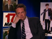 Matthew Perry and Leslie Mann talk about Matthew being cast to play older version of Zac Efron at 17 Again press junket; April 2009