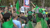 Large crowd of Iranians chanting in support of defeated presidential candidate Mir-Hossein Mousavi following results of elections&sbquo;  Tehran; 12 June 2009