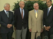 US President Barack Obama meets with Apollo 11 astronauts at White House to celebrate 40th Anniversary of moon landing&sbquo;  Washington D.C.; 20 July 2009