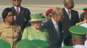 Queen Elizabeth arrives at Piarco International Airport at start of her Caribbean tour&sbquo;  Trinidad; 27 November 2009