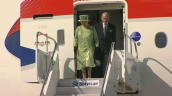 Queen Elizabeth II and Prince Philip arrive at Piarco International Airport as part of their Caribbean tour&sbquo;  Trinidad; 27 November 2009