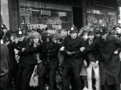 Police form human barrier and hold back crowds of Beatles fans as they try to push through&sbquo;  Birmingham&sbquo; 1963