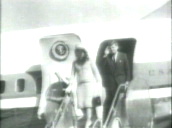 Jackie Kennedy and President John F Kennedy emerge from Air Force One&sbquo;  USA; 1960s