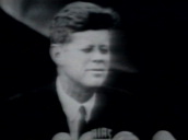President John F Kennedy addresses rally at Schoneberger Rathaus praising Mayor of Berlin&sbquo;  Berlin; 26 Jul 63