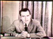 Nixon delivering \%27Checkers\%27 speech; 23 Sep 52