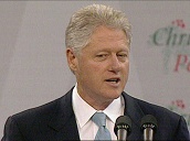 President Bill Clinton gives speech on Northern Ireland peace process&sbquo;  urging audience to "remember the enemies of peace don\%27t really need your approval&sbquo; all they need is your apathy"&sbquo; Belfast; 13