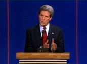 John Kerry debates homeland security issues&sbquo;  stating "I have a better plan to be able to fight the war on terror by strengthening our military&sbquo; intelligence and by going after the financing more auth
