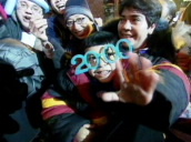 Little boy wearing "2000" glasses during Millennium Eve celebrations&sbquo;  Times Square; 01 Jan 00