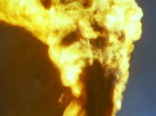 Burning oil well spews flames and toxic smoke&sbquo;  Kuwait&sbquo; 1991