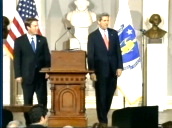 John Kerry and John Edwards take to Fanueil Hall stage to deliver concession speech&sbquo;  Boston; Nov 04
