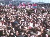 Pan right across huge crowd gathered to protest against Vietnam War&sbquo;  Washington; 15 Oct 69