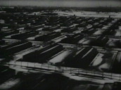 Track left over accommodation blocks of Auschwitz-Birkenau concentration camp&sbquo;  Oswiecim&sbquo; Poland; Jan 45