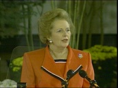 Prime Minister Margaret Thatcher gives speech urging United Nations to impose sanctions on Iraq to force its withdrawal from Kuwait&sbquo;  Aspen; 5 Aug 90
