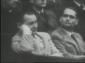Accused Nazi war criminals Hermann Goering and Rudolf Hess sit pensively in dock&sbquo;  International Military Tribunal&sbquo; Nuremberg&sbquo; Germany; Nov 45